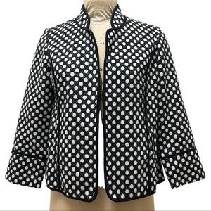 Chico’s Plush Jacket Black/White‎ Polka Dot Geometric Blazer Business Women’s 0